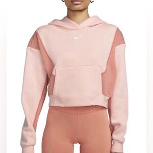 Nike Pink & Orange Cropped Hoodie Size XL